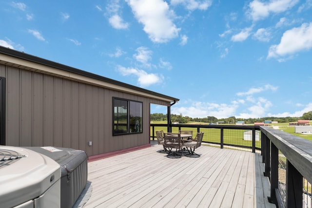61 Cumberland Cv, Nancy, KY 42544 - wooden terrace with outdoor dining space and a lawn