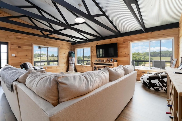 61 Cumberland Cv, Nancy, KY 42544 - living area featuring plenty of natural light, wooden walls, and wood finished floors