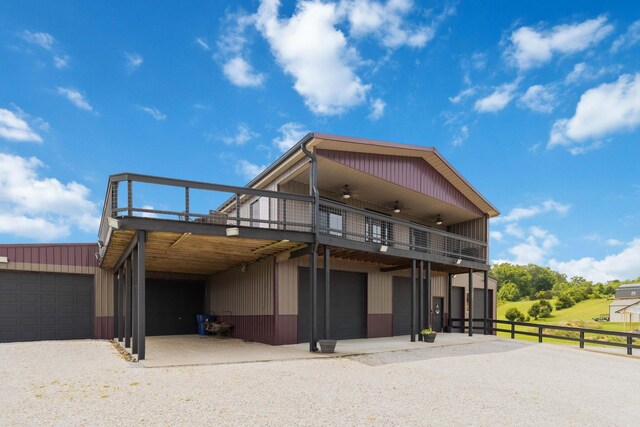 61 Cumberland Cv, Nancy, KY 42544 - view of front of house featuring a ceiling fan, gravel driveway, and a wooden deck