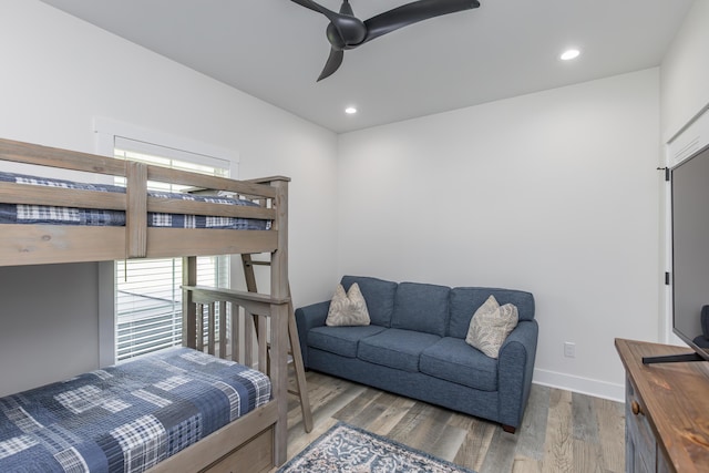 269 Ashley Camp Rd, Harrodsburg, KY 40330 - bedroom featuring wood finished floors, recessed lighting, baseboards, and a ceiling fan