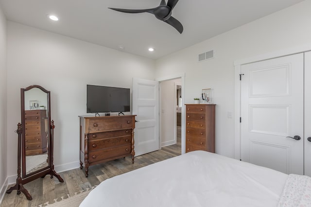 269 Ashley Camp Rd, Harrodsburg, KY 40330 - bedroom featuring wood finished floors, baseboards, recessed lighting, and ceiling fan