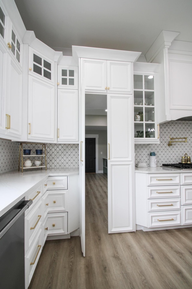840 A T Dean Rd, Harrodsburg, KY 40330 - kitchen featuring stainless steel appliances, white cabinets, and tasteful backsplash
