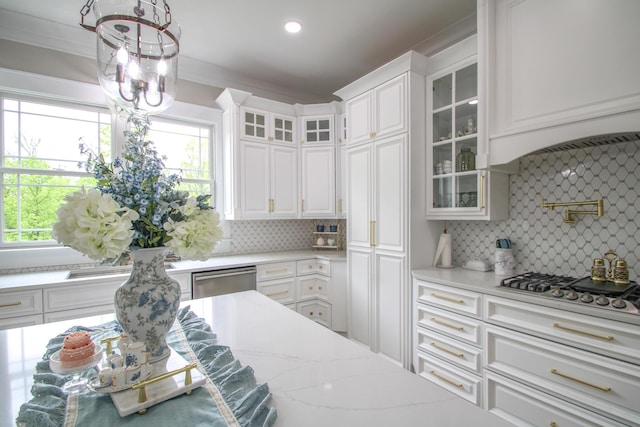 840 A T Dean Rd, Harrodsburg, KY 40330 - kitchen with stainless steel appliances, tasteful backsplash, white cabinetry, and recessed lighting