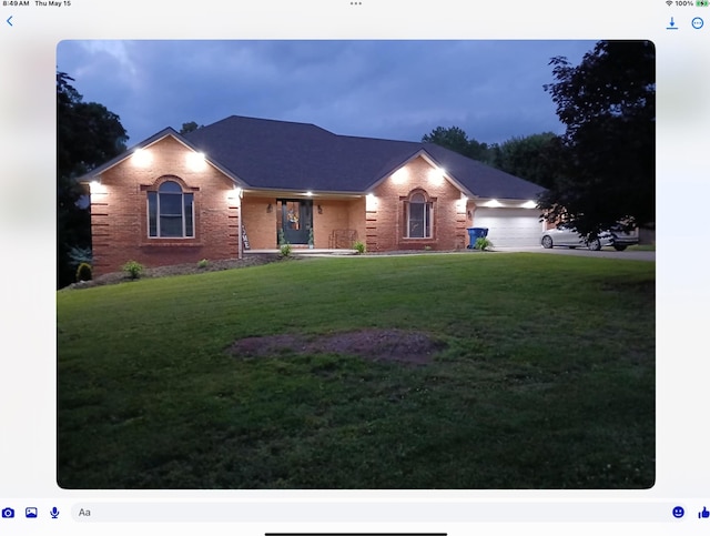 71 View Point Dr, Somerset, KY 42503 - ranch-style house featuring brick siding, a garage, a front lawn, and covered porch