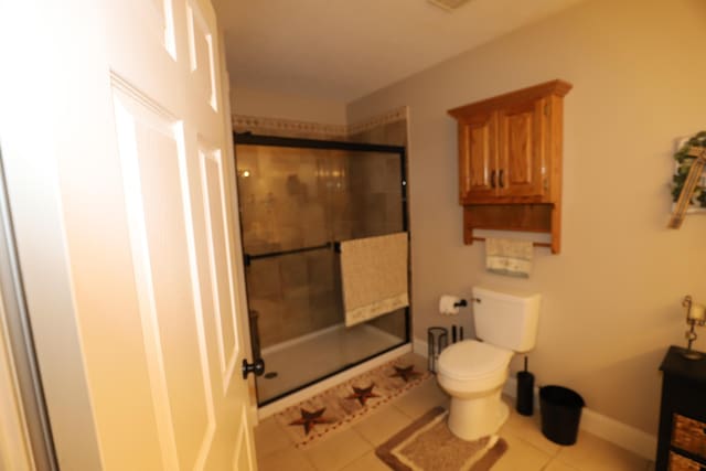 71 View Point Dr, Somerset, KY 42503 - bathroom with a stall shower, toilet, tile patterned flooring, and baseboards