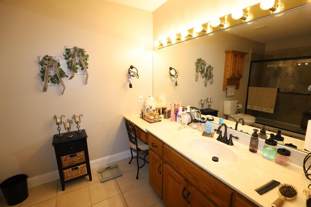 71 View Point Dr, Somerset, KY 42503 - bathroom featuring toilet, tile patterned floors, a shower stall, vanity, and baseboards