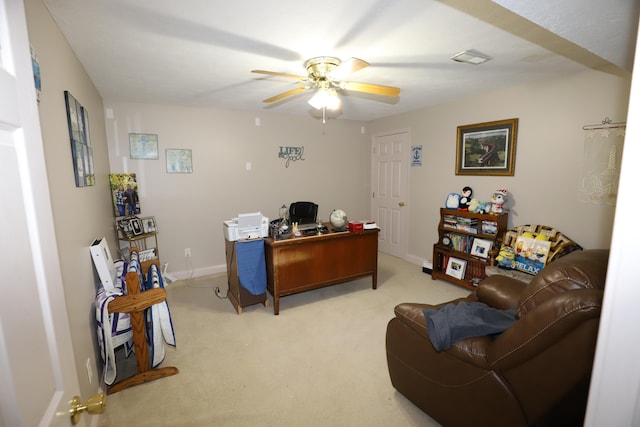 71 View Point Dr, Somerset, KY 42503 - office space featuring a ceiling fan, light carpet, and baseboards