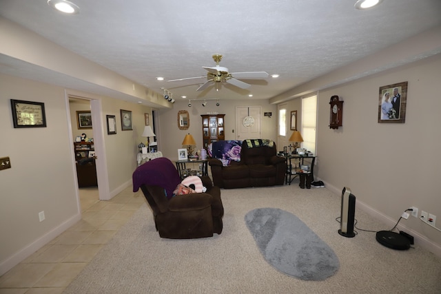 71 View Point Dr, Somerset, KY 42503 - living area with recessed lighting, ceiling fan, light tile patterned floors, and baseboards