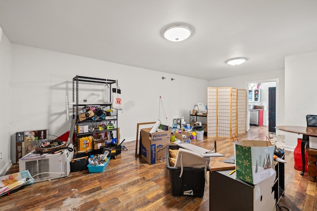 home office featuring wood finished floors