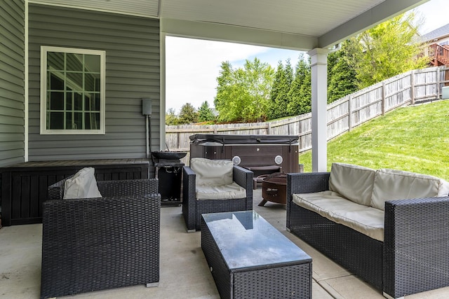 465 Manitoba Ln, Lexington, KY 40515 - view of patio / terrace featuring a hot tub and outdoor lounge area