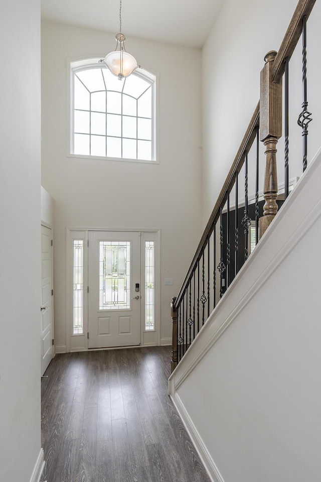 465 Manitoba Ln, Lexington, KY 40515 - foyer entrance featuring stairway, plenty of natural light, wood finished floors, baseboards, and a high ceiling