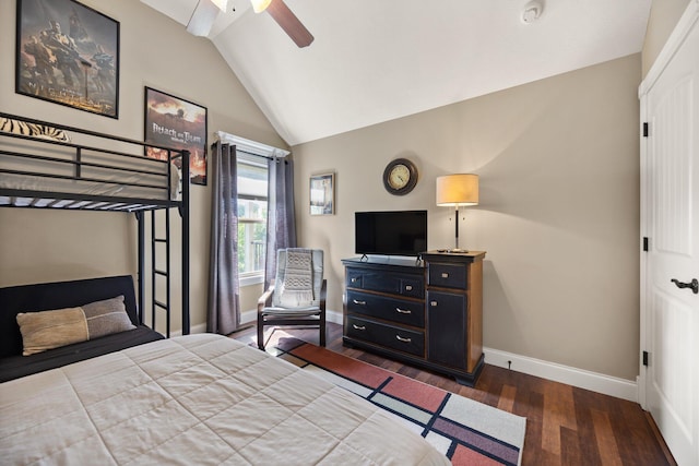 43 Enclave Dr, Somerset, KY 42503 - bedroom featuring vaulted ceiling, wood finished floors, baseboards, and a ceiling fan