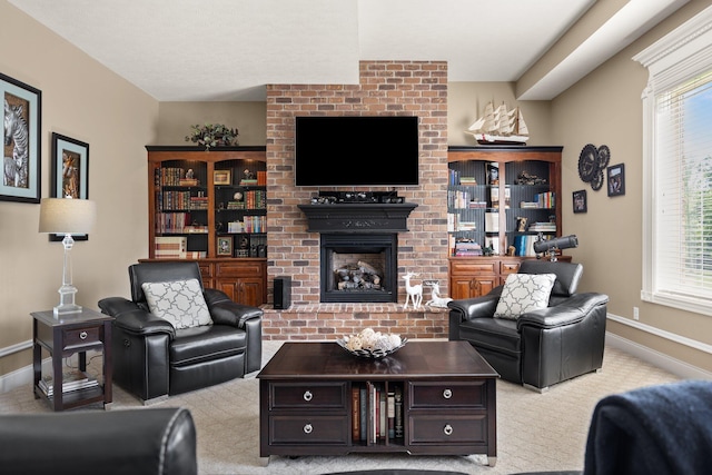 43 Enclave Dr, Somerset, KY 42503 - living room with baseboards, carpet, and a fireplace