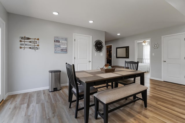 350 Misty Dr, Somerset, KY 42503 - dining space featuring light wood-type flooring, baseboards, and recessed lighting