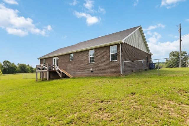 350 Misty Dr, Somerset, KY 42503 - rear view of house featuring stairway, a wooden deck, and brick siding