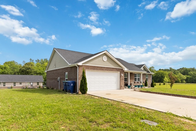 350 Misty Dr, Somerset, KY 42503 - ranch-style home featuring driveway, a garage, brick siding, and a front yard