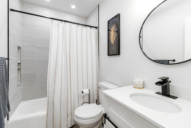 1708 Biloxi Ct, Lexington, KY 40505 - bathroom with toilet, vanity, shower / bath combo, and recessed lighting