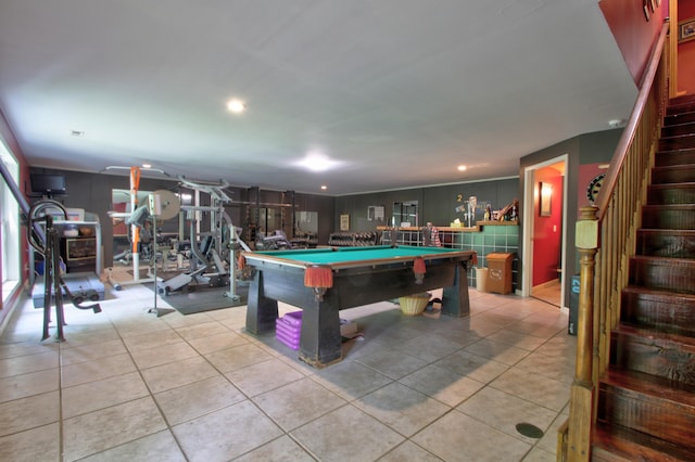 73 Redwood Ln, East Bernstadt, KY 40729 - game room featuring billiards table, light tile patterned flooring, and recessed lighting