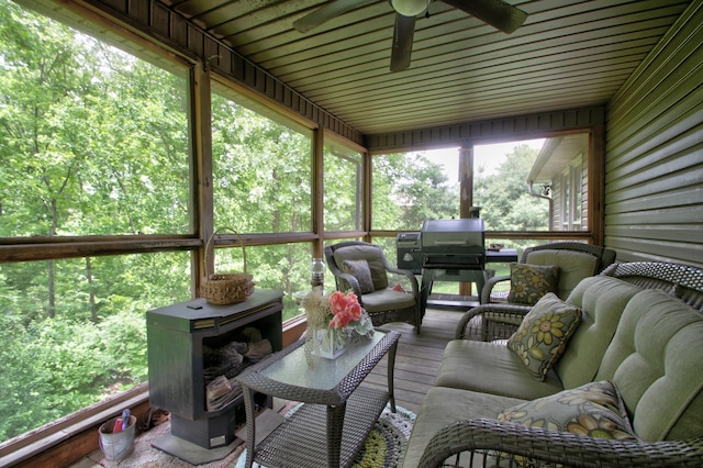 73 Redwood Ln, East Bernstadt, KY 40729 - sunroom / solarium with ceiling fan and outdoor lounge area
