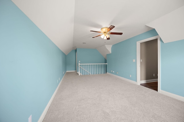 187 Woodside Dr, Somerset, KY 42503 - bonus room with ceiling fan, carpet flooring, baseboards, and vaulted ceiling