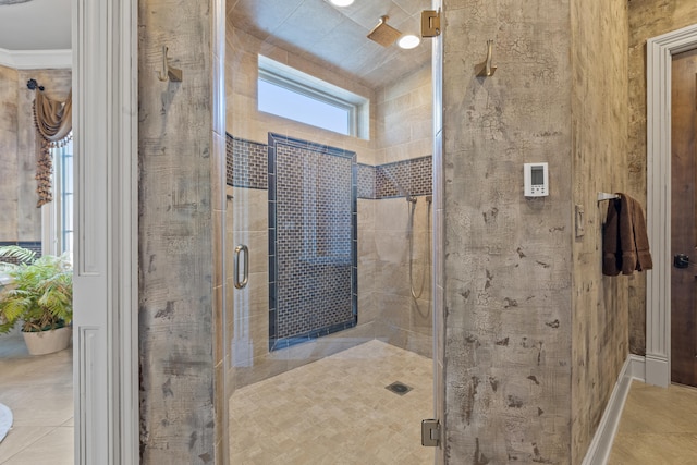 bathroom featuring a shower stall