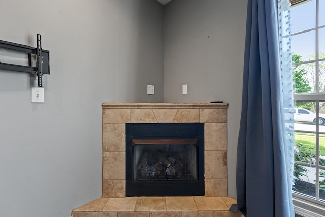 detailed view of a fireplace