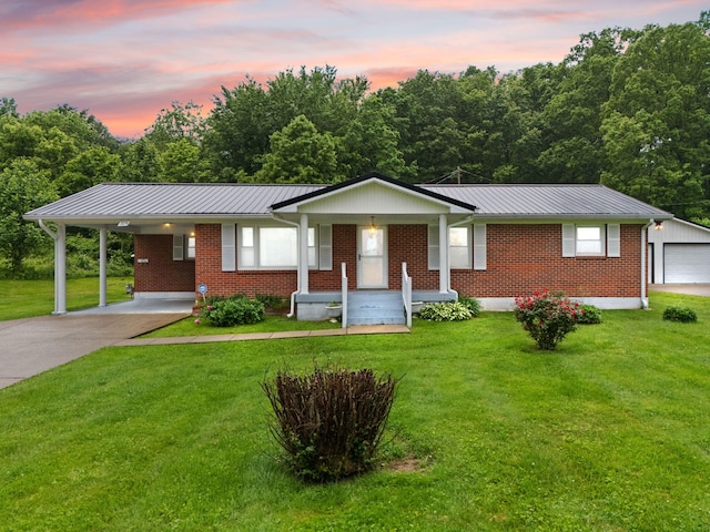 279 Hatton Creek Rd, Stanton, KY 40380 - ranch-style house with brick siding, concrete driveway, and metal roof