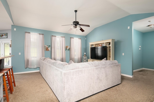 1335 Curtis Pike, Richmond, KY 40475 - carpeted living area featuring lofted ceiling, ceiling fan, and baseboards