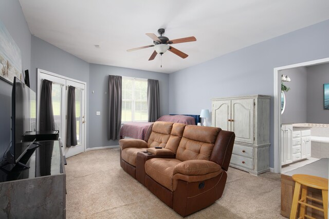 1335 Curtis Pike, Richmond, KY 40475 - living room featuring light carpet, a ceiling fan, and baseboards