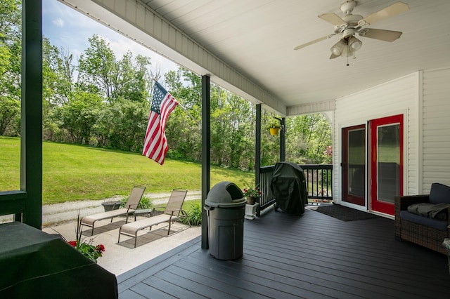 1335 Curtis Pike, Richmond, KY 40475 - deck with a ceiling fan, a yard, and grilling area