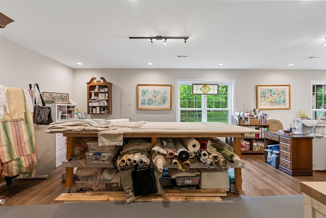 living room featuring wood finished floors and recessed lighting