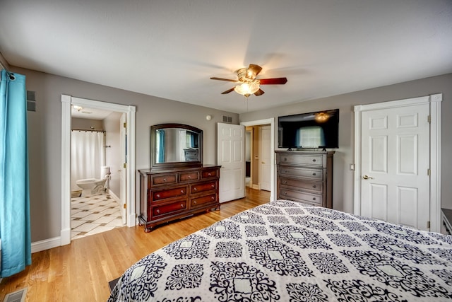 44 Gwinn Island Cir, Danville, KY 40422 - bedroom featuring baseboards, light wood-style floors, and ceiling fan