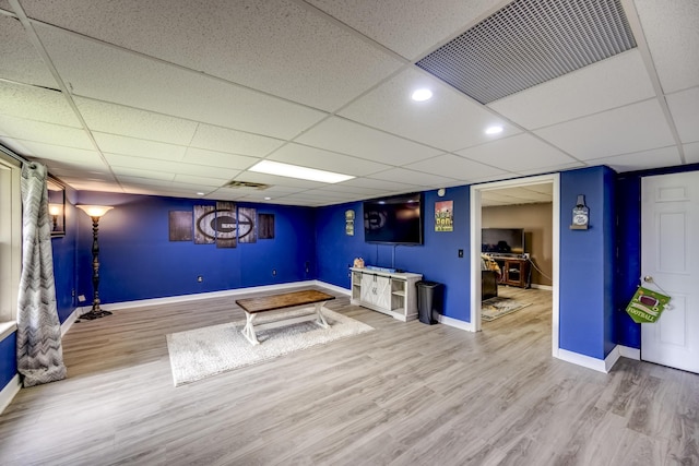 44 Gwinn Island Cir, Danville, KY 40422 - game room featuring baseboards, wood finished floors, and a paneled ceiling