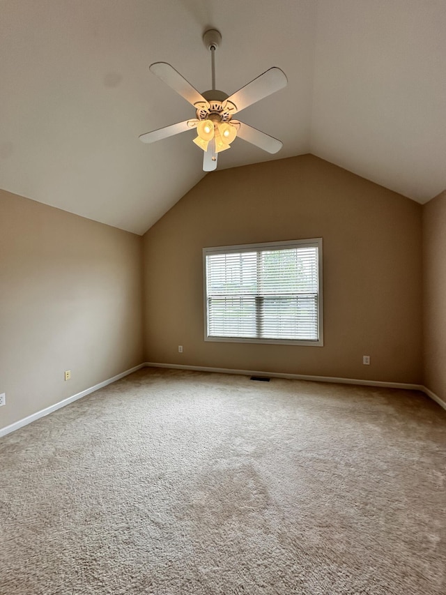 3804 Polo Club Blvd, Lexington, KY 40509 - carpeted empty room with a ceiling fan, vaulted ceiling, and baseboards