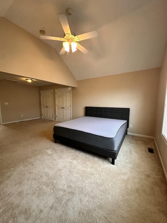 3804 Polo Club Blvd, Lexington, KY 40509 - carpeted bedroom with lofted ceiling, baseboards, and ceiling fan