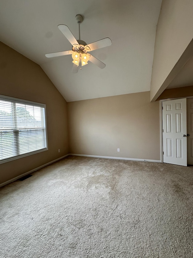 3804 Polo Club Blvd, Lexington, KY 40509 - unfurnished room with lofted ceiling, carpet floors, ceiling fan, and baseboards