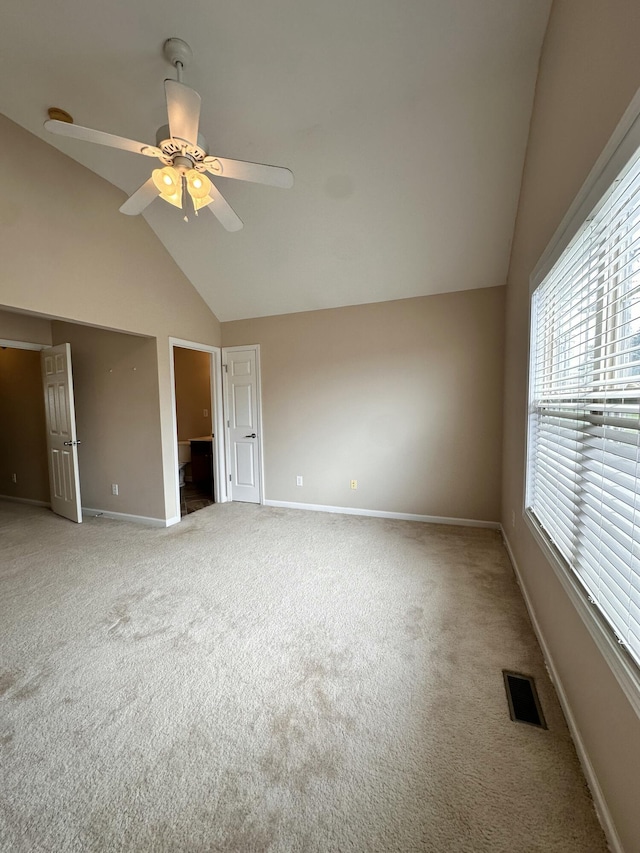 3804 Polo Club Blvd, Lexington, KY 40509 - unfurnished bedroom featuring baseboards, carpet, high vaulted ceiling, and a ceiling fan