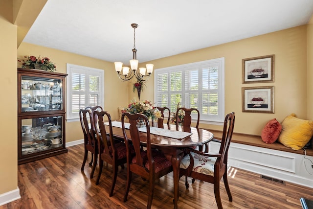 256 Michael Blvd, Frankfort, KY 40601 - dining space with a chandelier, dark wood finished floors, and baseboards