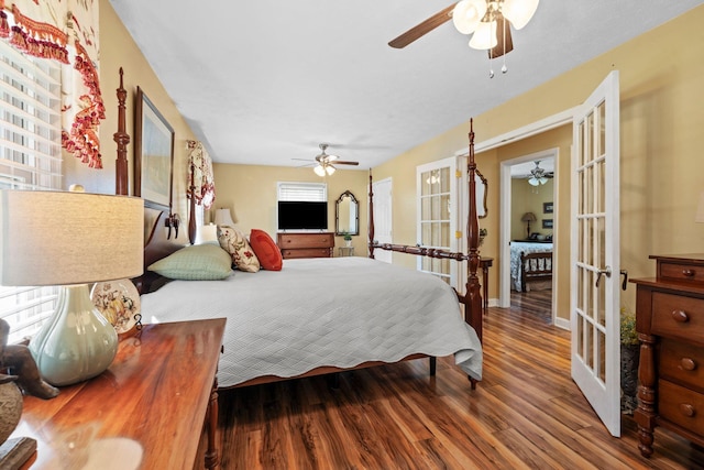 256 Michael Blvd, Frankfort, KY 40601 - bedroom featuring french doors, wood finished floors, baseboards, and ceiling fan