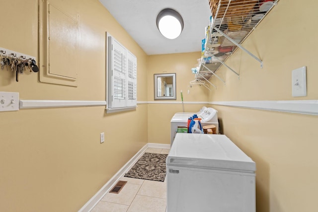 256 Michael Blvd, Frankfort, KY 40601 - laundry room with baseboards, tile patterned flooring, and washer and dryer