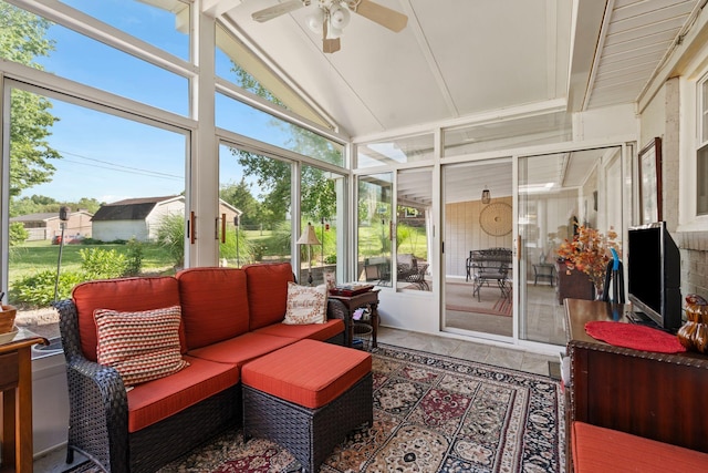 256 Michael Blvd, Frankfort, KY 40601 - sunroom with plenty of natural light, a ceiling fan, and an outdoor hangout area
