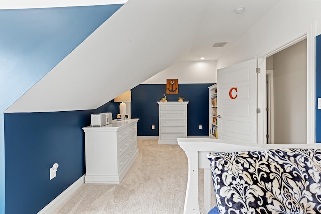 502 W Brannon Rd, Nicholasville, KY 40356 - bedroom featuring light carpet, lofted ceiling, and baseboards
