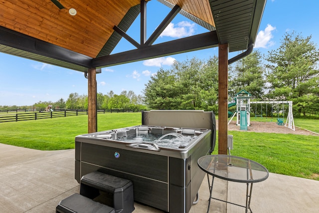 502 W Brannon Rd, Nicholasville, KY 40356 - view of patio with a playground and a hot tub