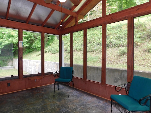 184 Meadow Dr, Harlan, KY 40831 - sunroom with lofted ceiling and a ceiling fan
