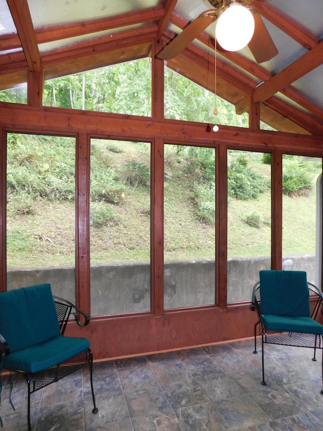 184 Meadow Dr, Harlan, KY 40831 - sunroom with lofted ceiling and a ceiling fan