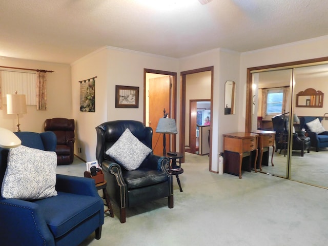 184 Meadow Dr, Harlan, KY 40831 - living area featuring light colored carpet and crown molding
