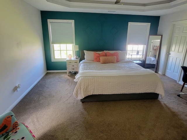 1136 Oatlands Park, Lexington, KY 40509 - bedroom featuring carpet floors, baseboards, a tray ceiling, and crown molding