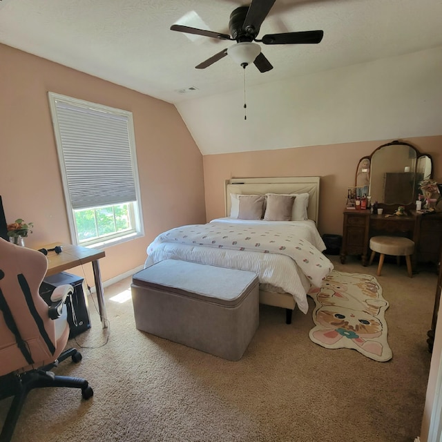 1136 Oatlands Park, Lexington, KY 40509 - bedroom with carpet, lofted ceiling, and ceiling fan