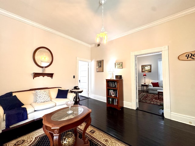 8 N Sycamore St, Mt Sterling, KY 40353 - living area with dark wood-type flooring, ornamental molding, and baseboards