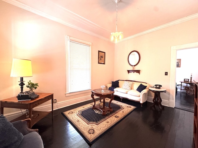 8 N Sycamore St, Mt Sterling, KY 40353 - living room with baseboards, dark wood-style floors, and ornamental molding